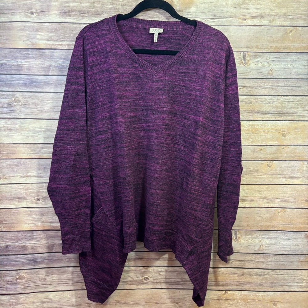 LOGO by Lori Goldstein Space Dye Cashmere Sweater Size XL